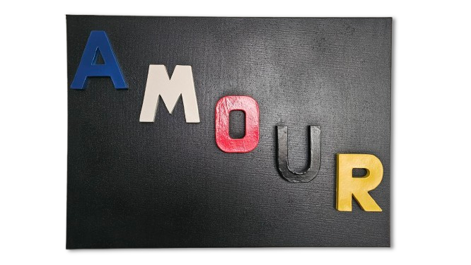 Tableau avec lettres Amour en relief 